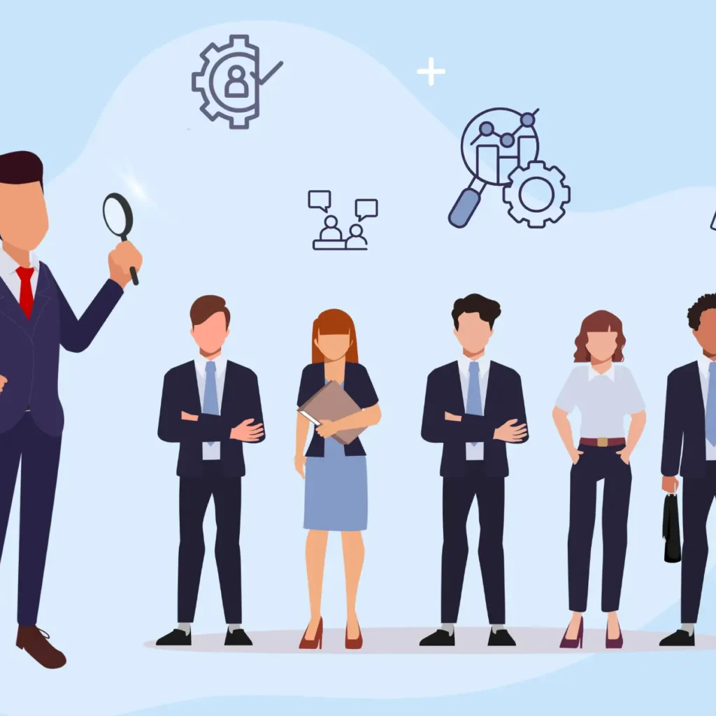 Corporate executives discussing leadership hiring with executive search consultants in a boardroom